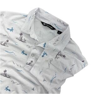 Travis Mathew Polo Shirt Mens Small Desert Cactus Print Golf Casual Outdoors